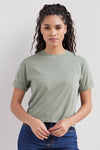 womens organic cotton relaxed crop tee - stone sage green - fair trade ethically made