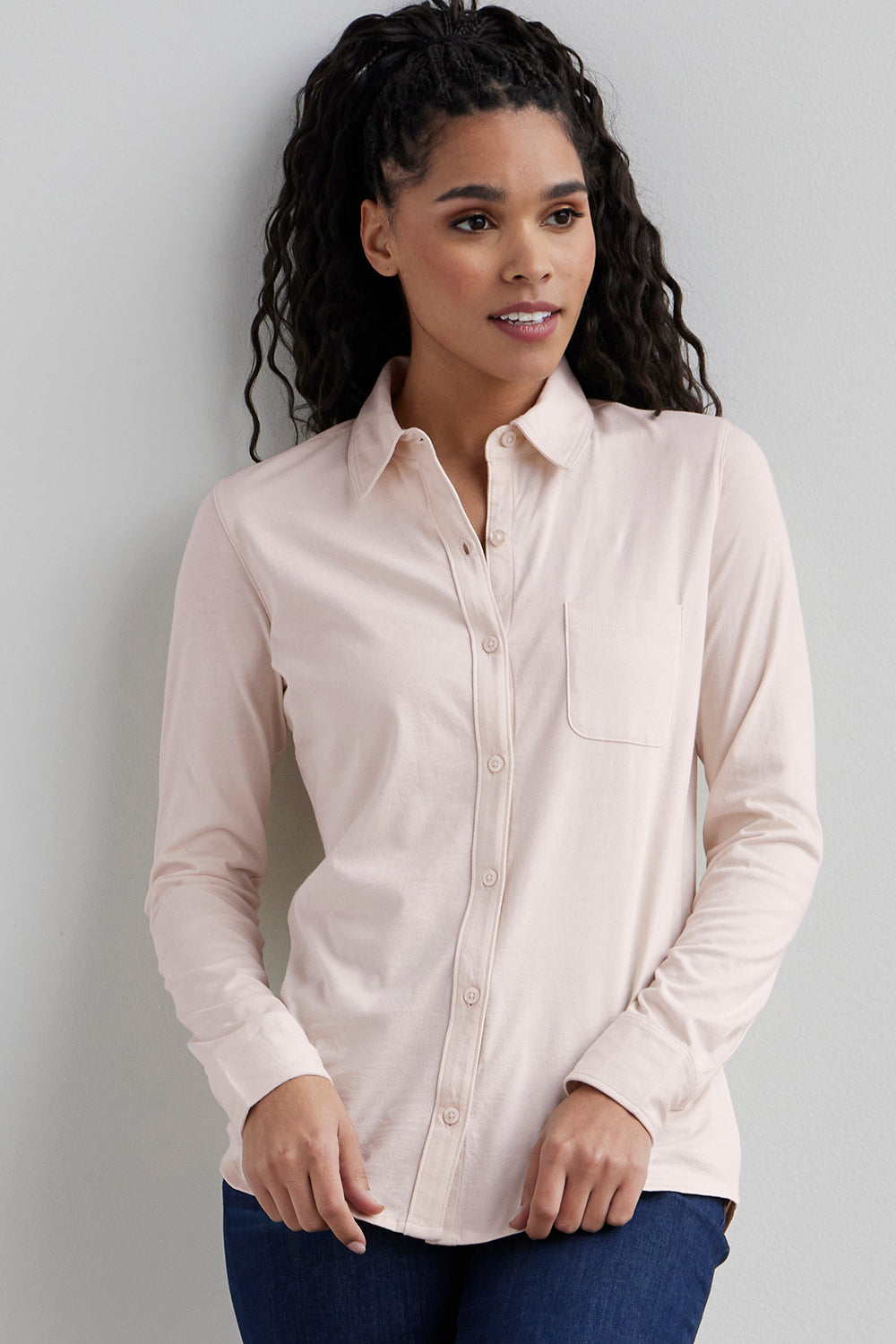 Light pink best sale button down shirt
