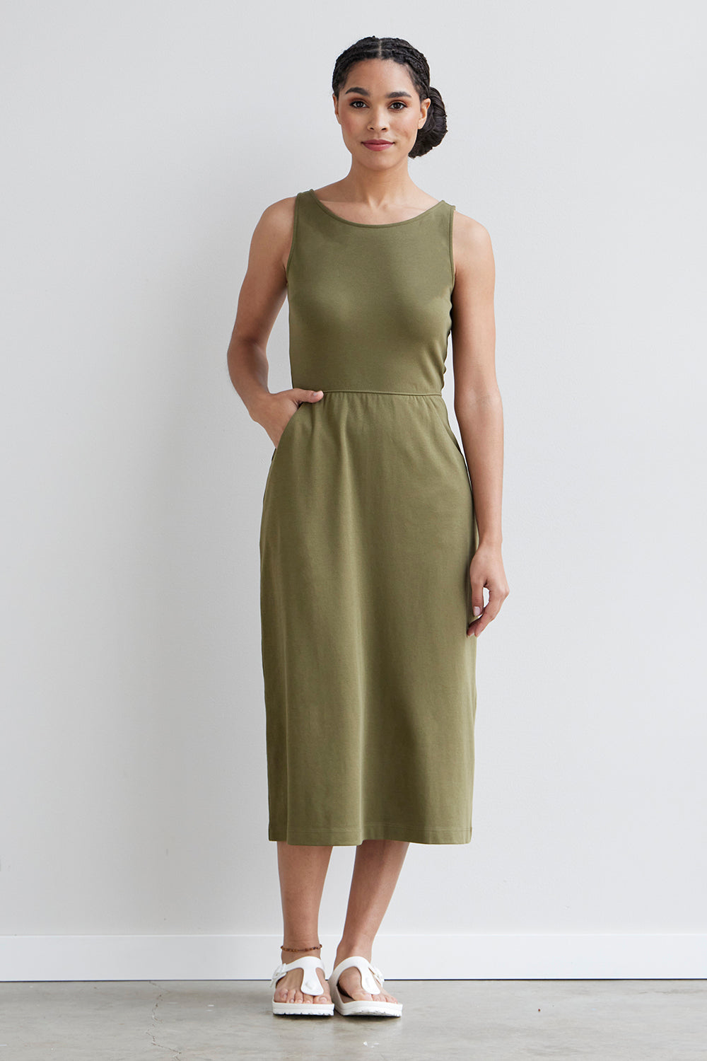 REBECCA VALLANCE Chloe Sleeveless Ruffle-Trim Midi Dress | Neiman Marcus