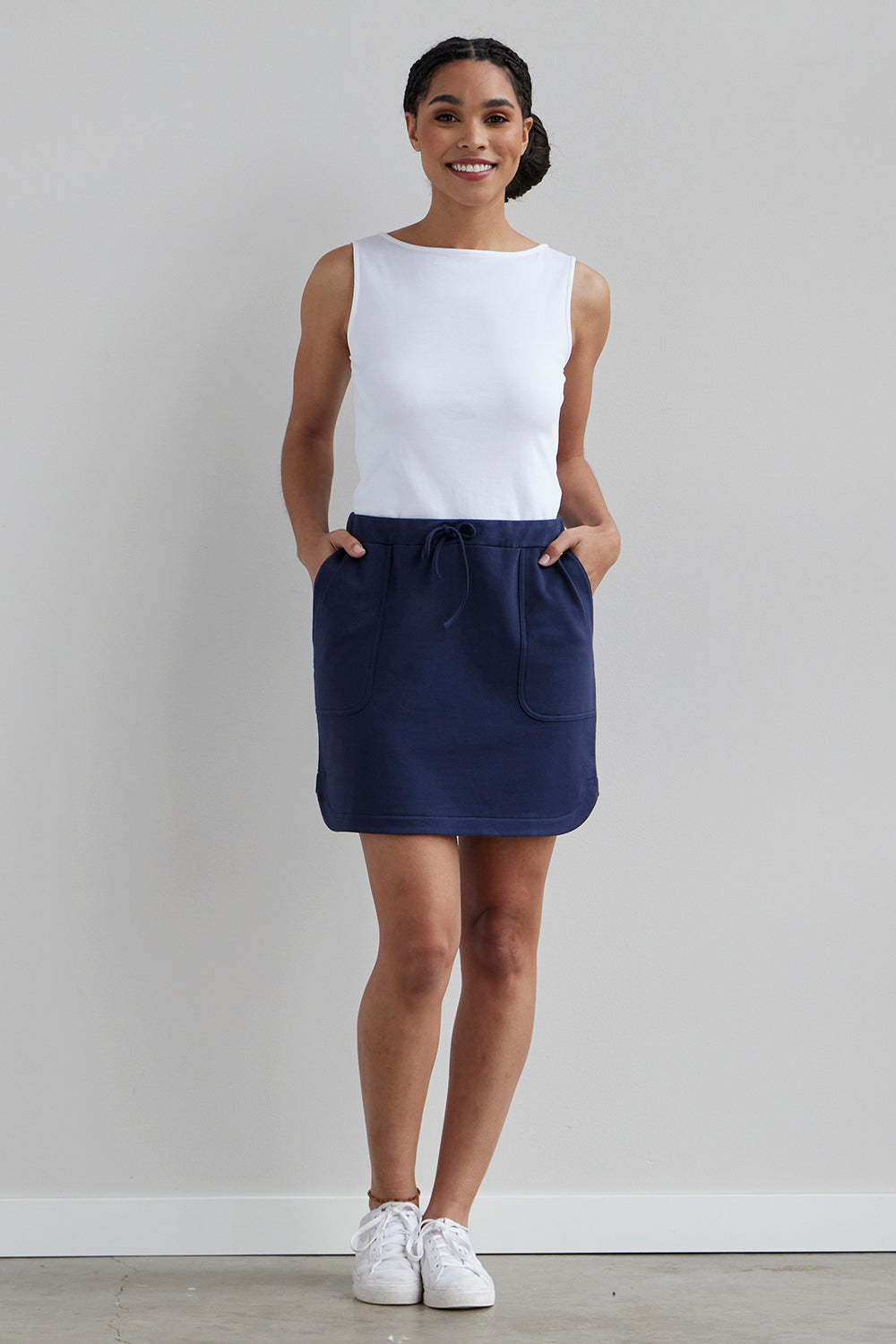 Women\'s Organic Cotton Mini Skirt Fair Terry Mini | Indigo | French Skirt