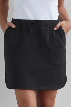 organic cotton pocket mini skirt - black - fair indigo -fair trade - ethically made