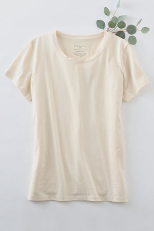 womens organic 100% cotton crew neck t-shirt - dye free undyed - fair indigo fair trade ethically made