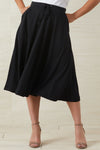 womens 100% organic cotton pocket midi skirt - midnight navy blue - fair indigo fair trade ethically made