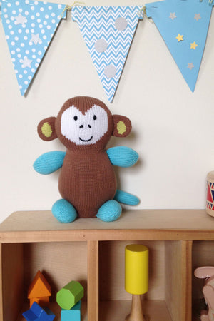 mel the monkey organic cotton stuffed animal - ethically made - fair trade - fair indigo - joobles